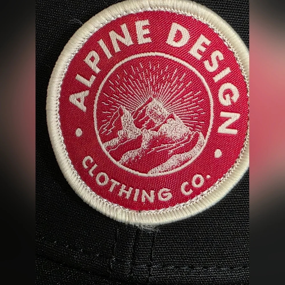 Alpine Design AD M Patch Trucker Black and Red Mesh Hat Embroidered Logo